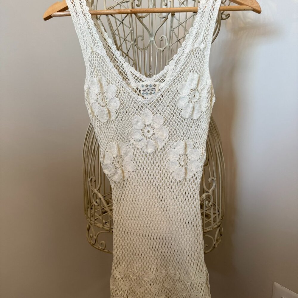 Free People Crochet Flower Mesh Tank Top XS